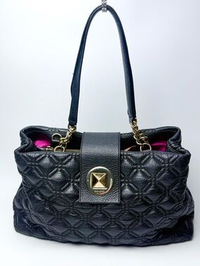 Kate Spade Astor Court Elena Tote Black Quilted Leather Gold Chain Shoulder Bag